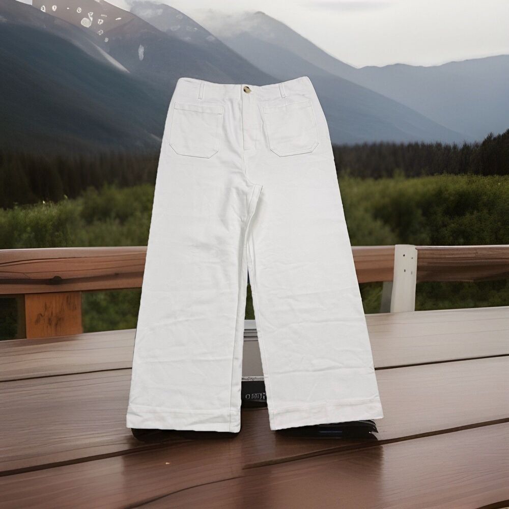 JNY Jones New York Cropped Pants 14 (33x25) Winter White Wide Leg Womens New NWT